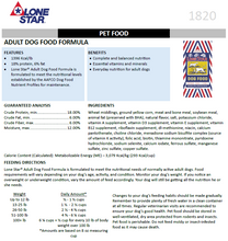 Load image into Gallery viewer, **COMING SOON**** LONE STAR ADULT DOG FOOD 18-6 40#